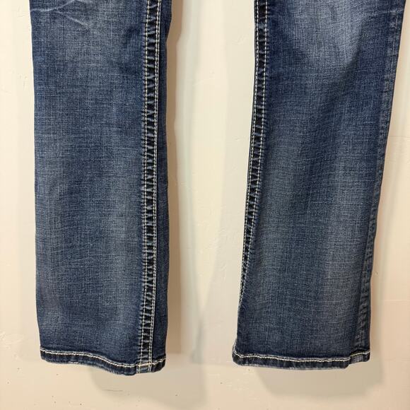 Miss Me Women's Signature Boot Jeans Cross Back Sequin Bling 28 Blue Denim - Picture 3 of 10